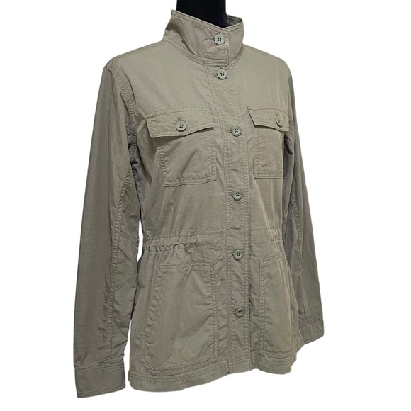 Eddie Bauer Green Utility Jacket Medium Drawstring Waist Grunge Lightweight - Picture 2 of 6